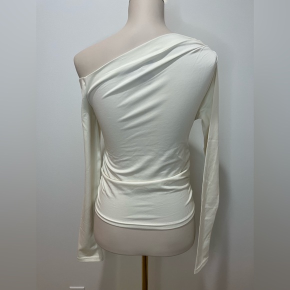 J. Crew NWT Asymmetrical off-the-shoulder top in stretch cotton blend in ivory - Picture 6 of 7